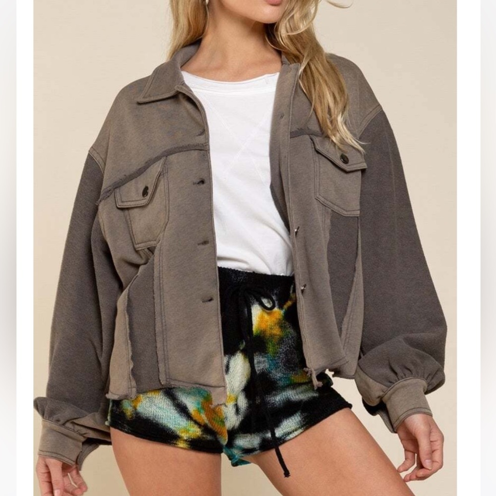 POL French Terry Shirt Jacket Shacket